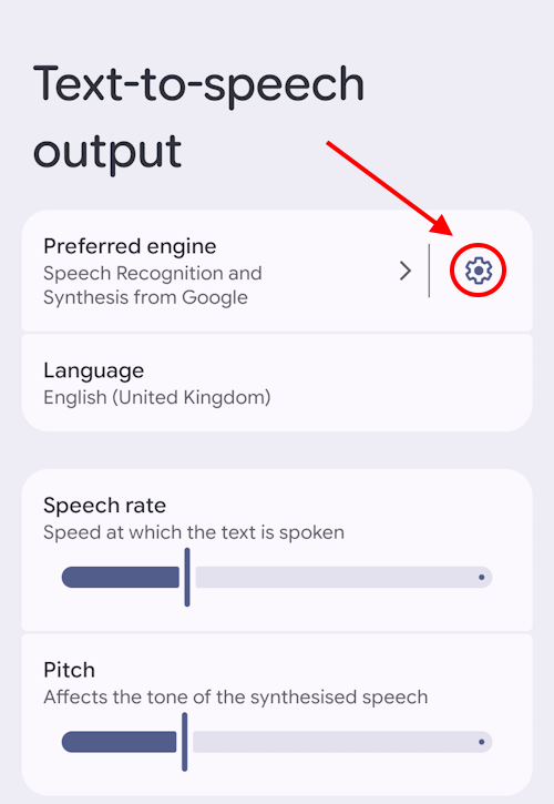 Tap the Settings icon next to Preferred engine